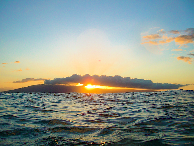 Hawaiian Sunset from the waters near West Maui's Black Rock